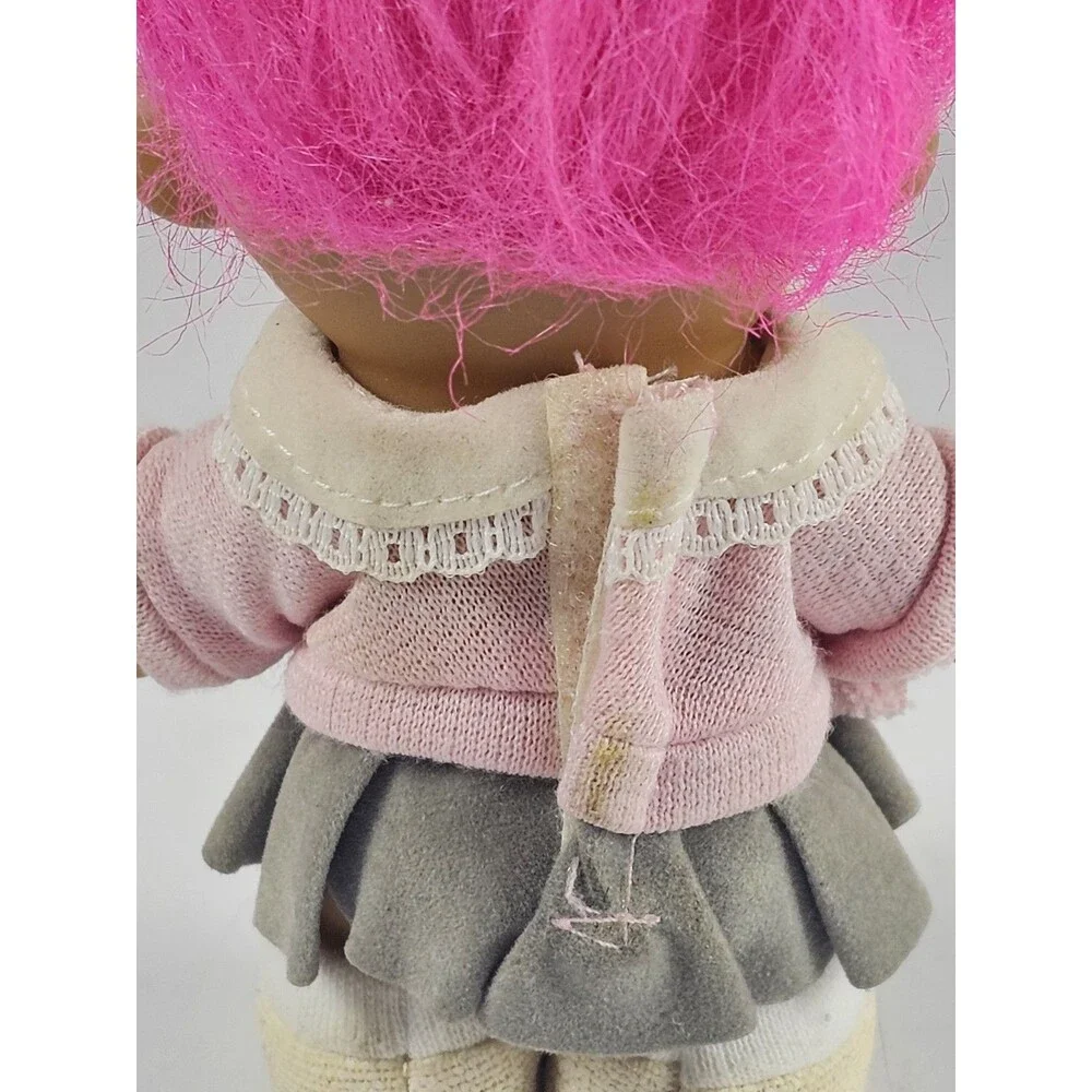 Russ Bernie Troll Doll w/ Pink Hair & Poodle Skirt 4.5 Inch
